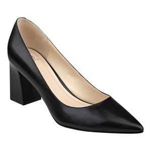 Marc Fisher Zala Block Heel in Black Leather